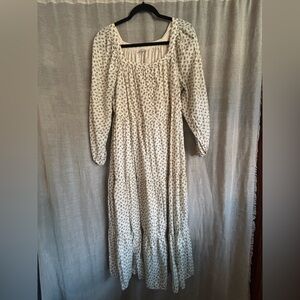 Long-Sleeve Button-Down Tiered Midi Swing Dress for Women